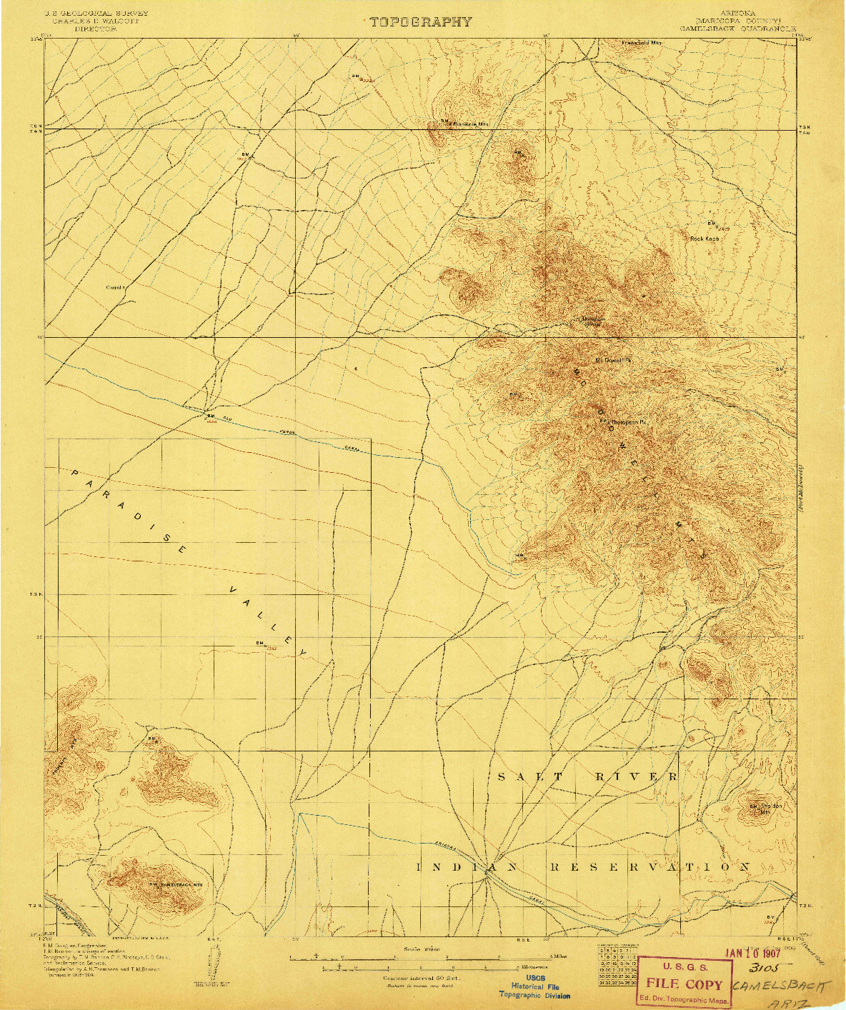 USGS 1:62500-SCALE QUADRANGLE FOR CAMELSBACK, AZ 1906
