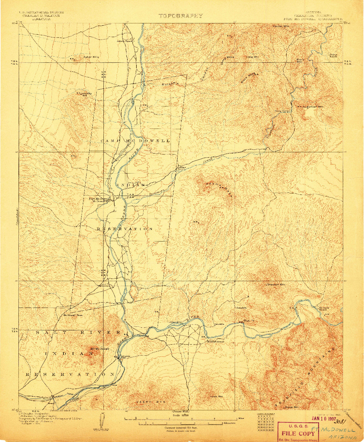 USGS 1:62500-SCALE QUADRANGLE FOR FT. MCDOWELL, AZ 1906