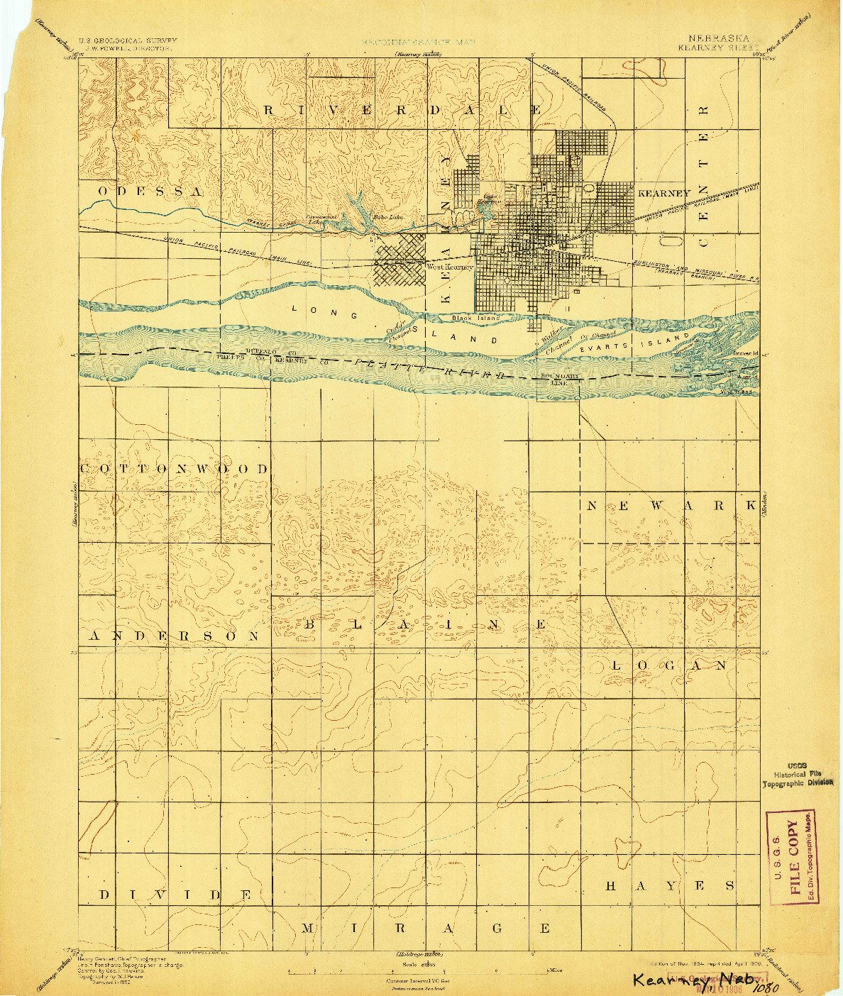 USGS 1:62500-SCALE QUADRANGLE FOR KEARNEY, NE 1894