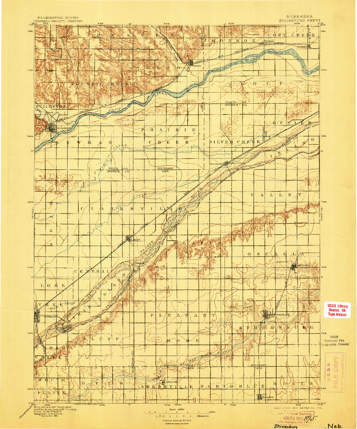 USGS 1:125000-SCALE QUADRANGLE FOR STROMSBURG, NE 1896