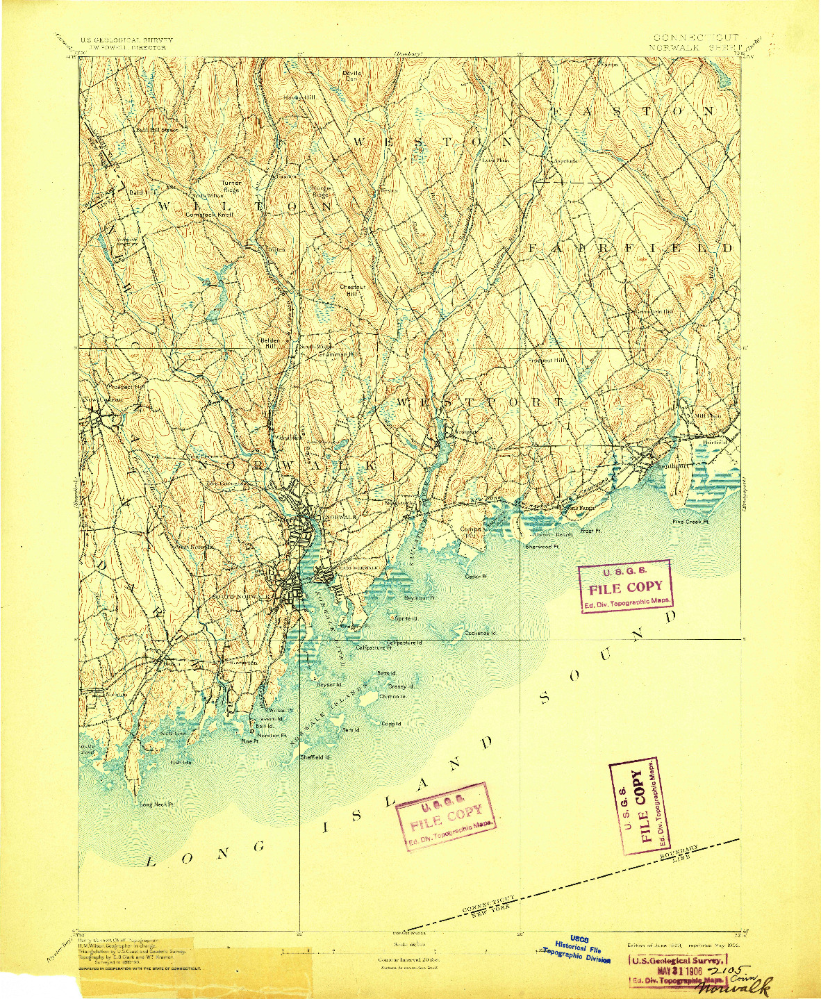 USGS 1:62500-SCALE QUADRANGLE FOR NORWALK, CT 1893