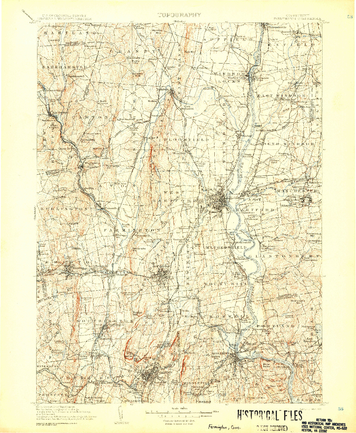 USGS 1:125000-SCALE QUADRANGLE FOR FARMINGTON, CT 1906