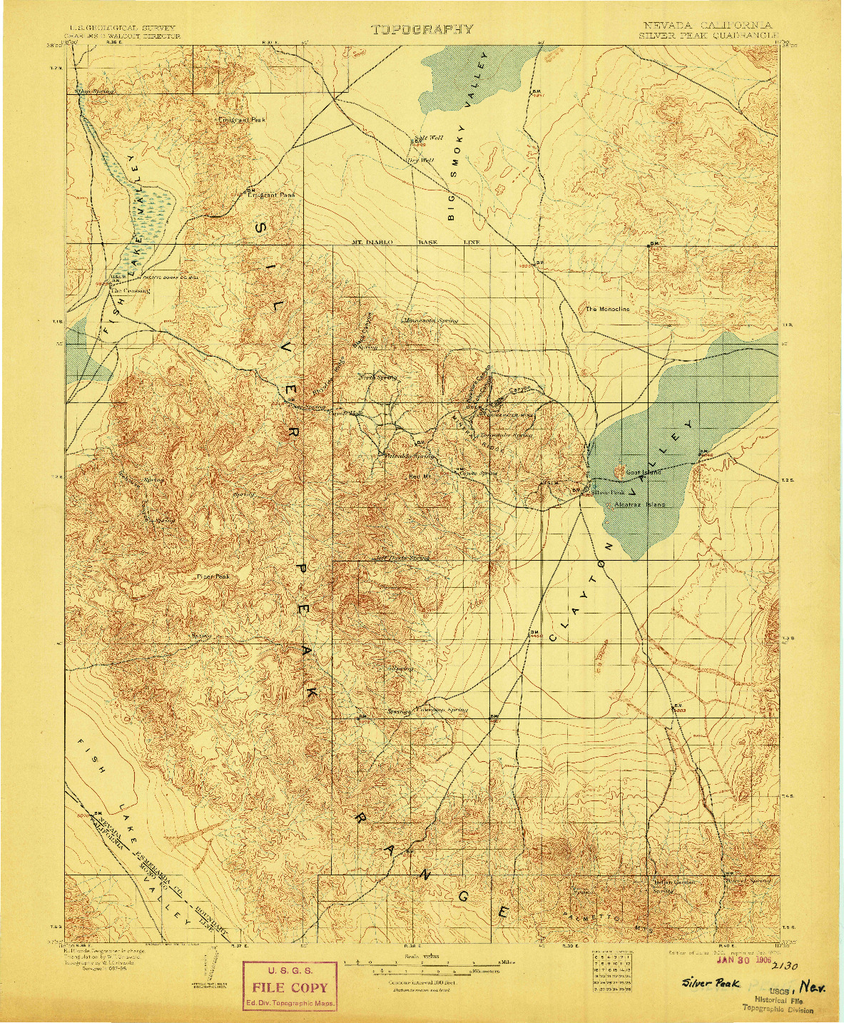 USGS 1:125000-SCALE QUADRANGLE FOR SILVER PEAK, NV 1900
