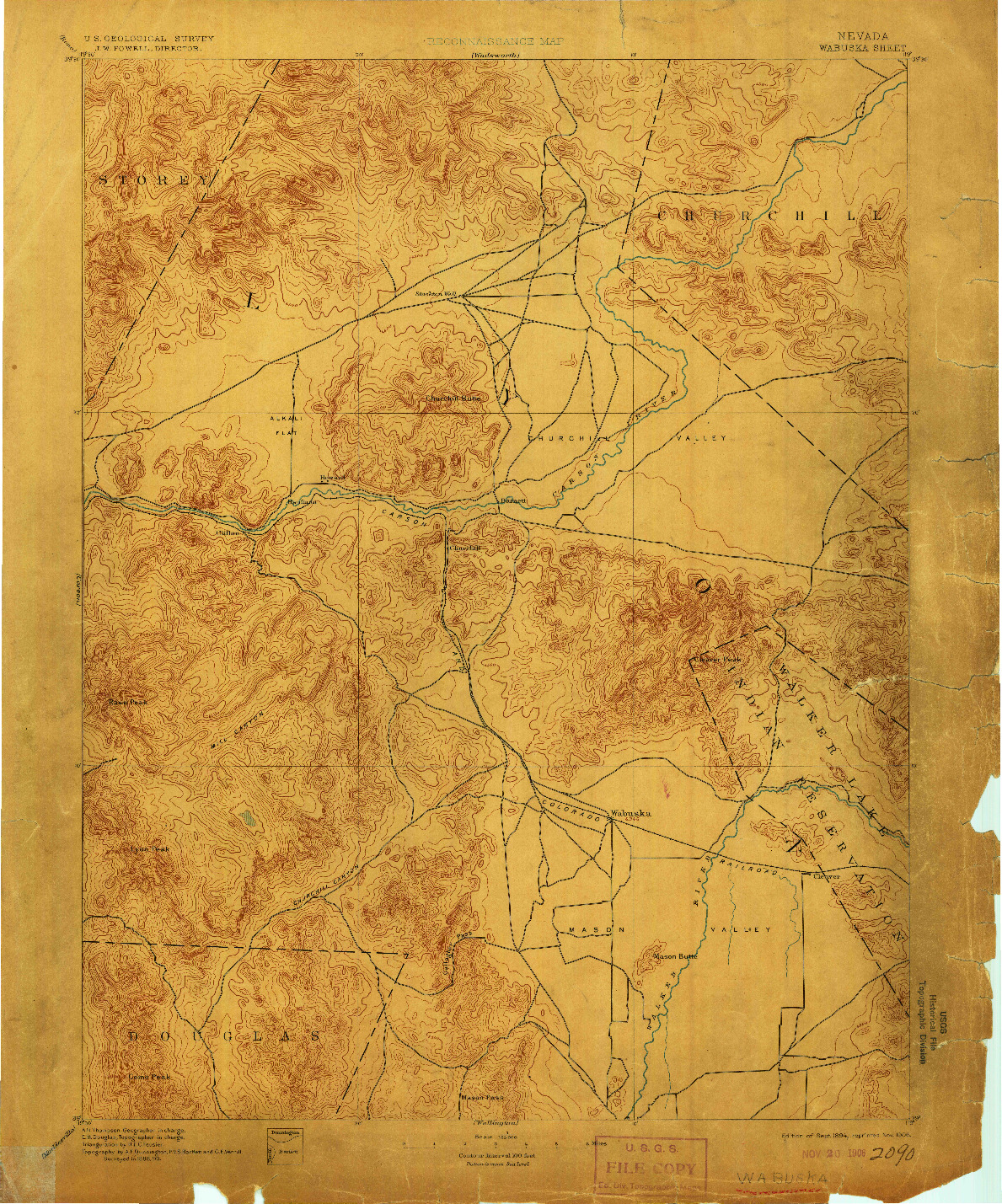 USGS 1:125000-SCALE QUADRANGLE FOR WABUSKA, NV 1894