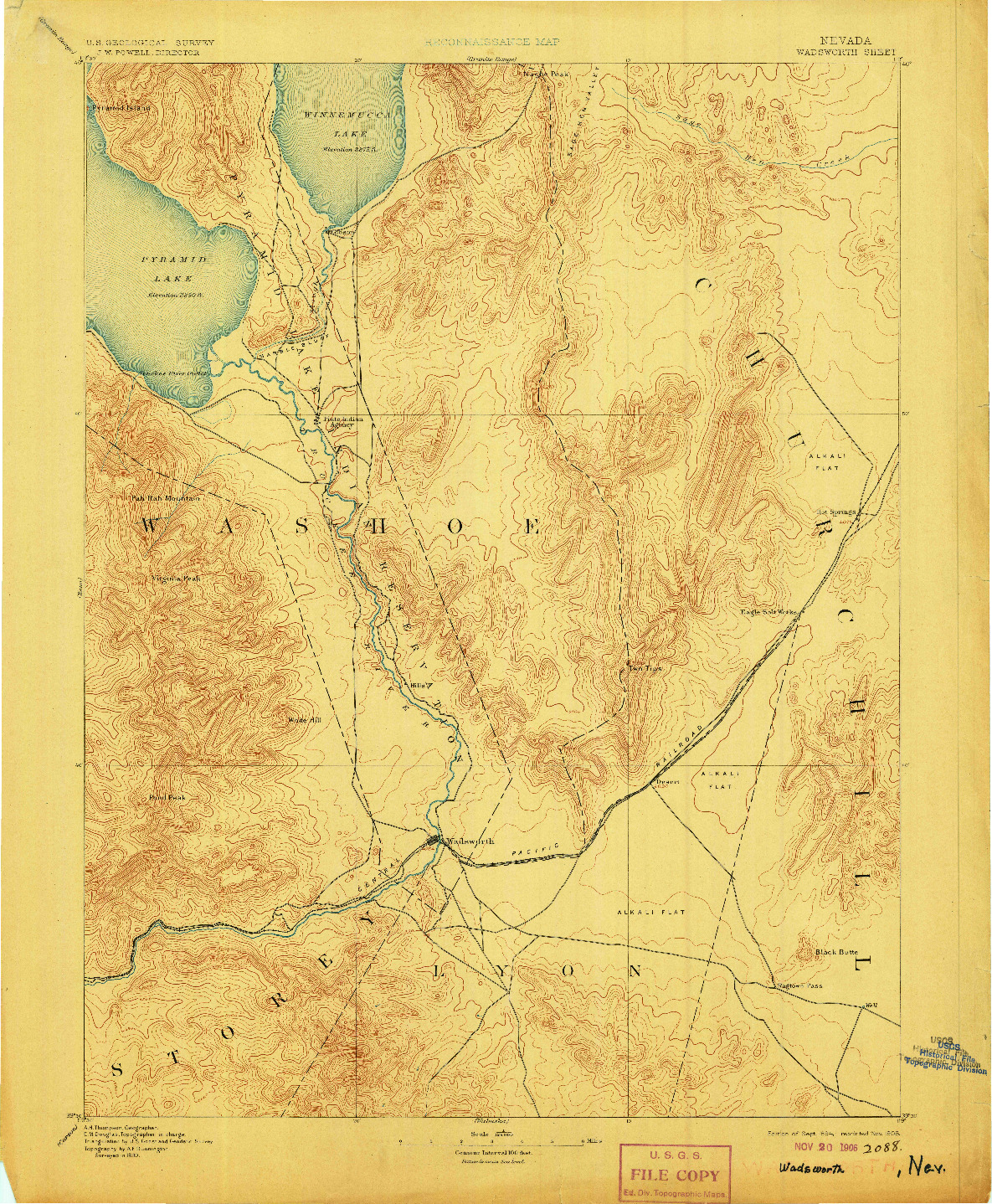 USGS 1:125000-SCALE QUADRANGLE FOR WADSWORTH, NV 1894