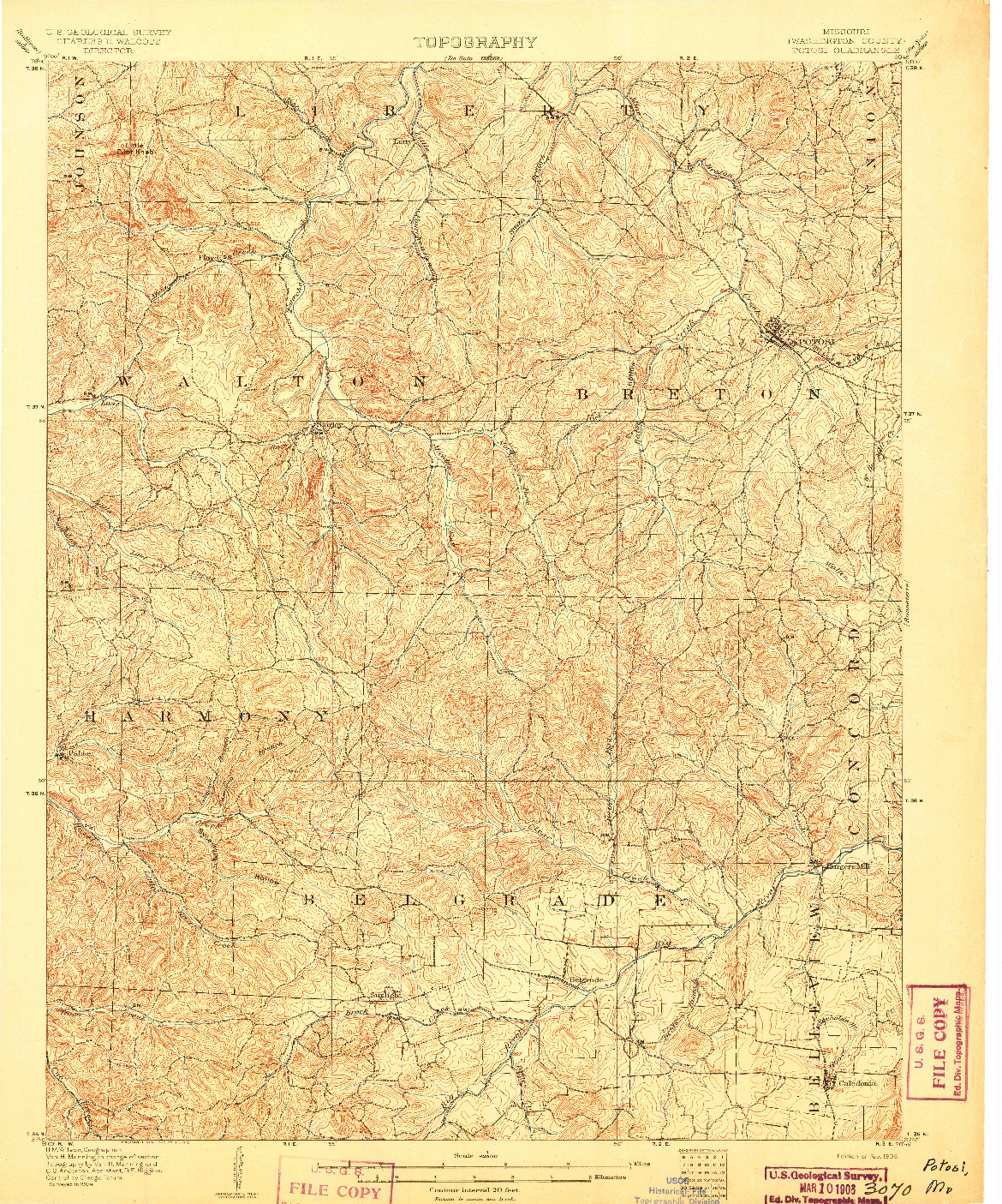 USGS 1:62500-SCALE QUADRANGLE FOR POTOSI, MO 1906