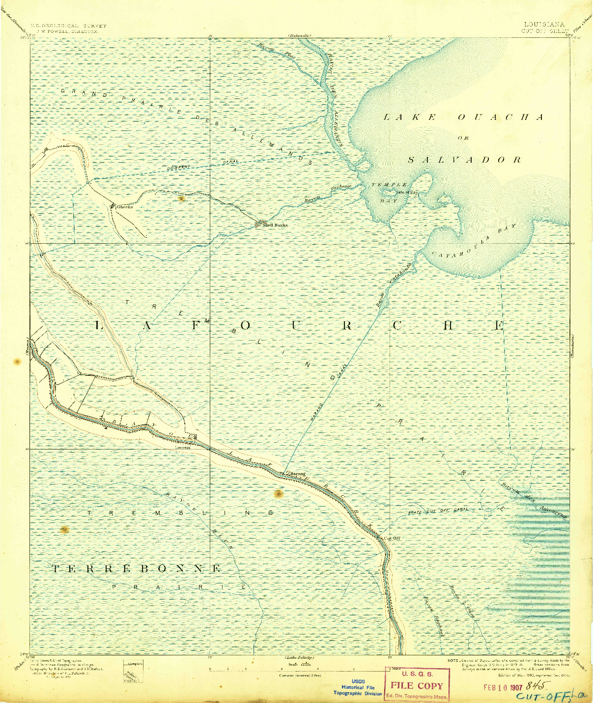 USGS 1:62500-SCALE QUADRANGLE FOR CUT-OFF, LA 1892