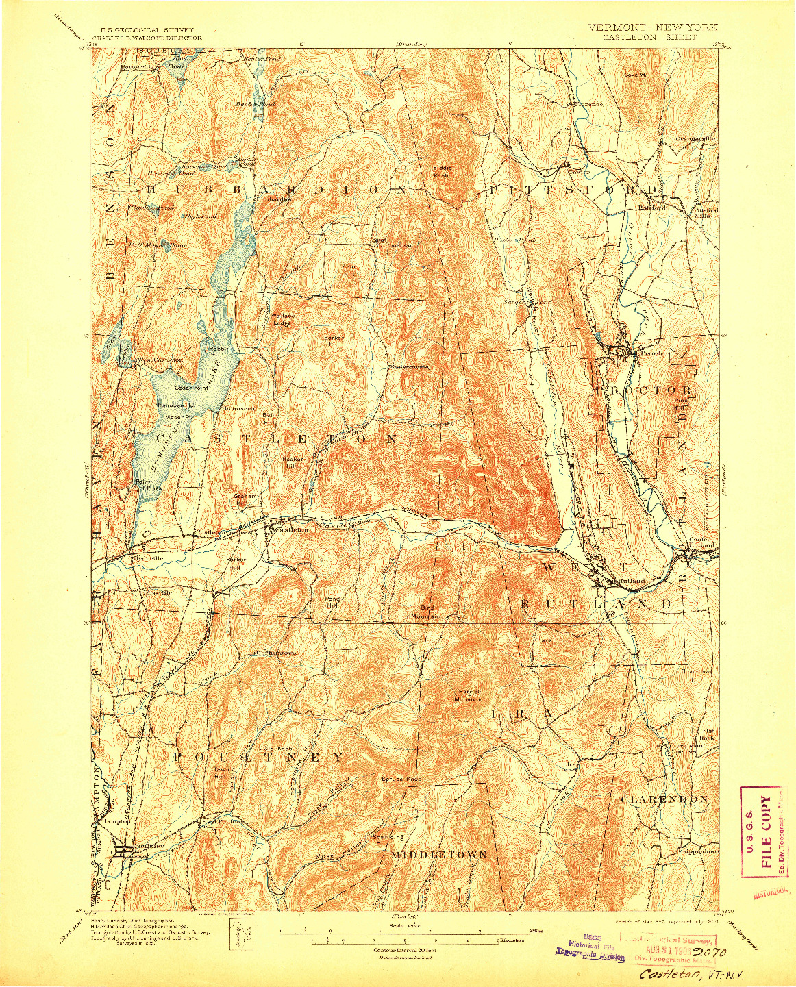 USGS 1:62500-SCALE QUADRANGLE FOR CASTLETON, VT 1897