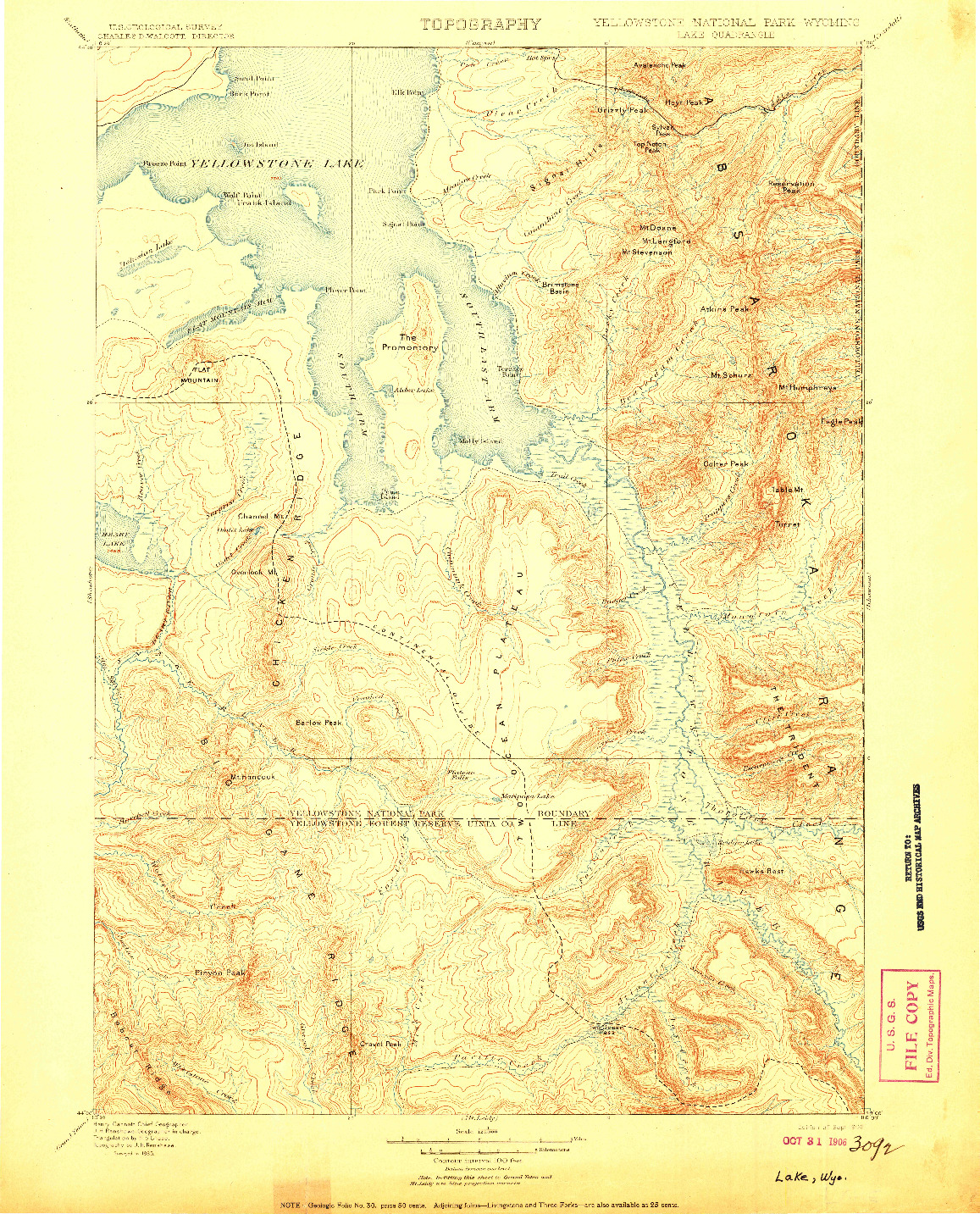 USGS 1:125000-SCALE QUADRANGLE FOR LAKE, WY 1906