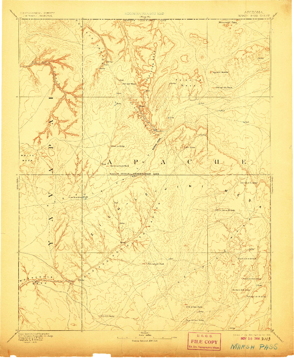 USGS 1:250000-SCALE QUADRANGLE FOR MARSH PASS, AZ 1892