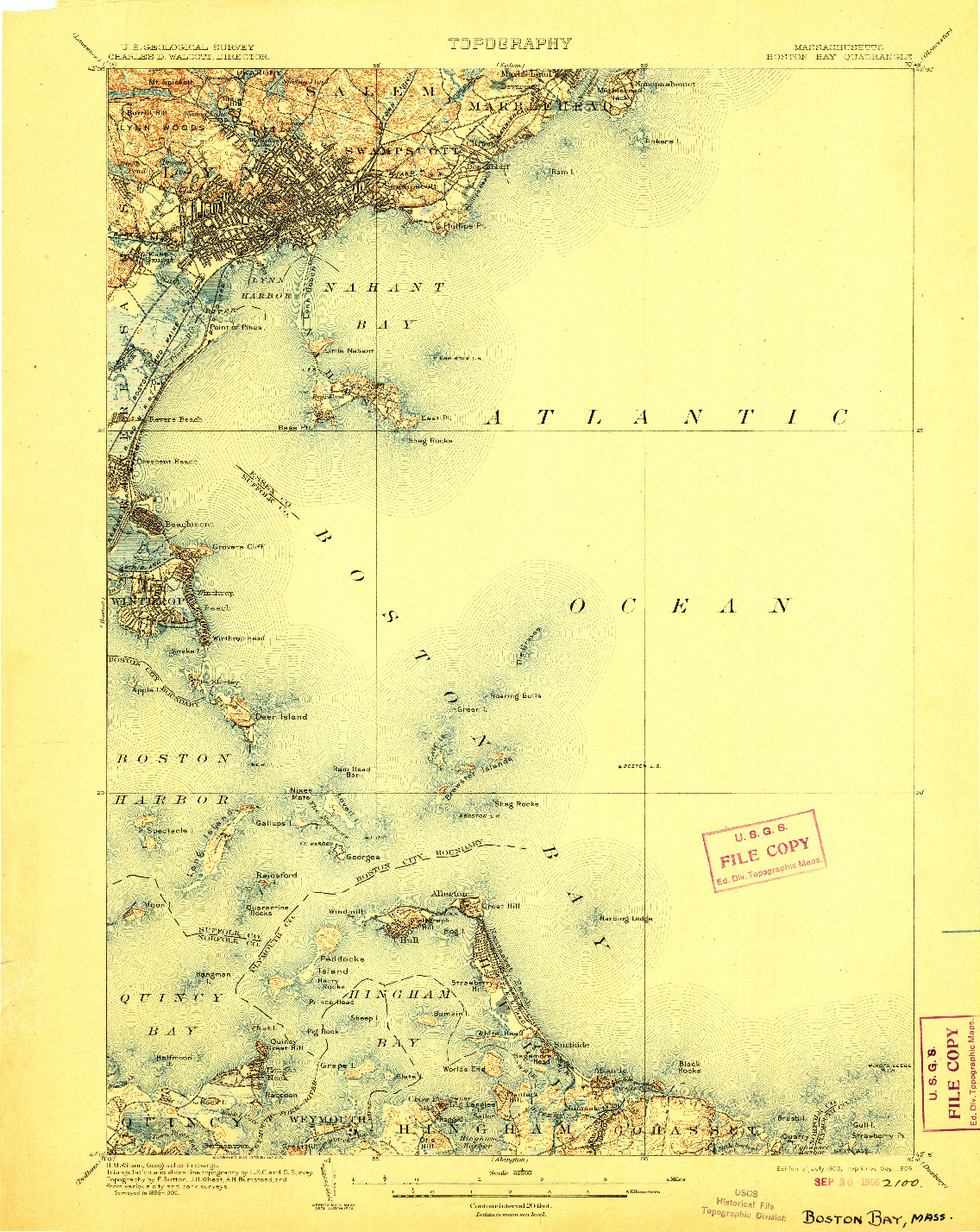 USGS 1:62500-SCALE QUADRANGLE FOR BOSTON BAY, MA 1903