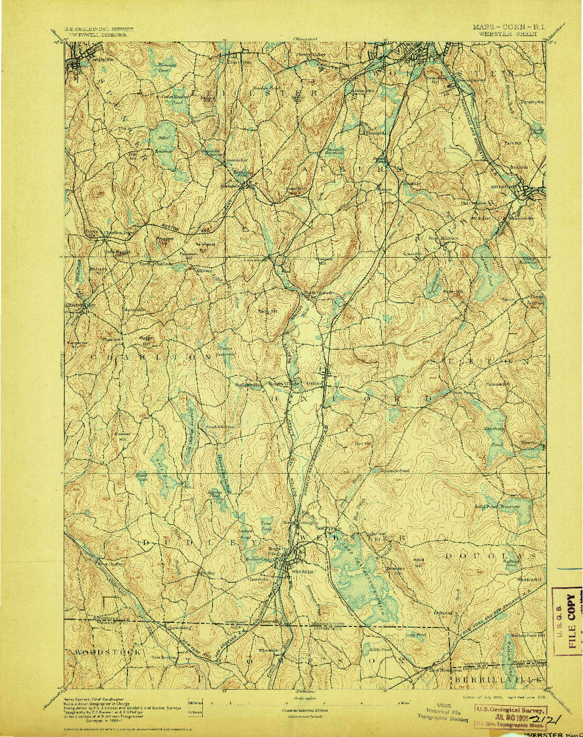 USGS 1:62500-SCALE QUADRANGLE FOR WEBSTER, MA 1892