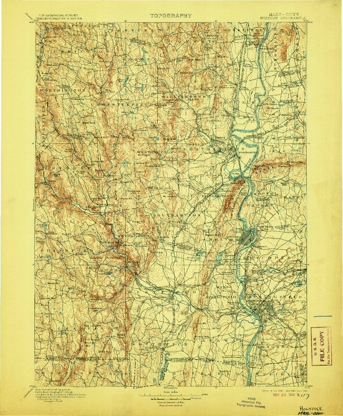 USGS 1:125000-SCALE QUADRANGLE FOR HOLYOKE, MA 1901