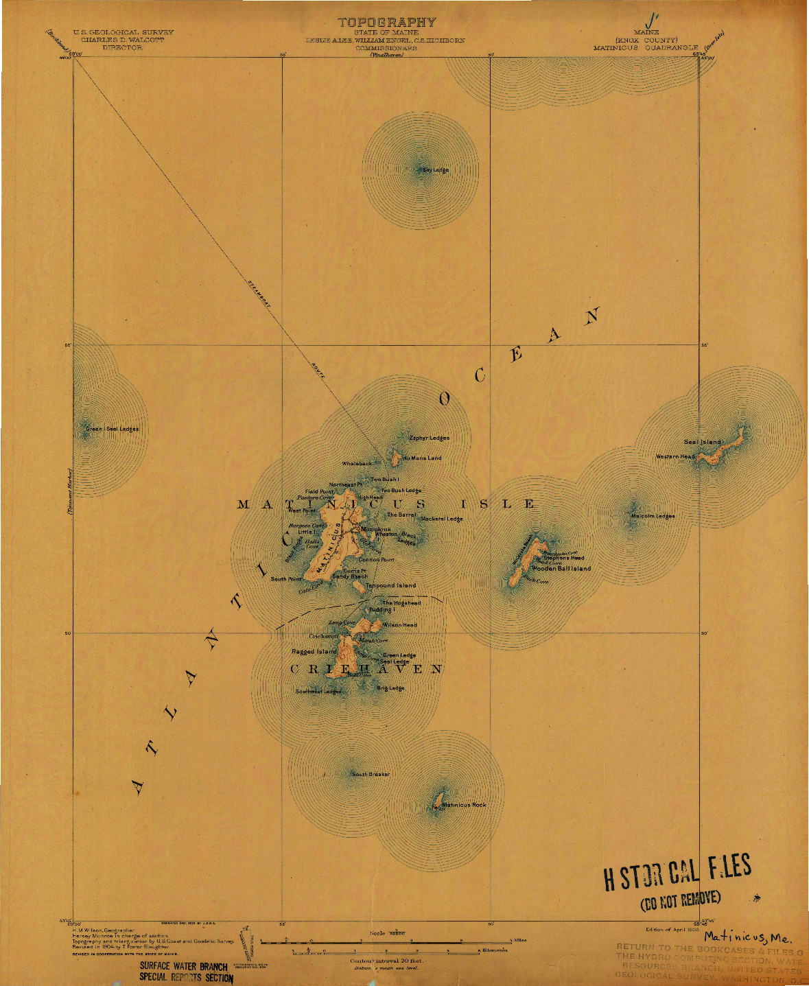 USGS 1:62500-SCALE QUADRANGLE FOR MATINICUS, ME 1906