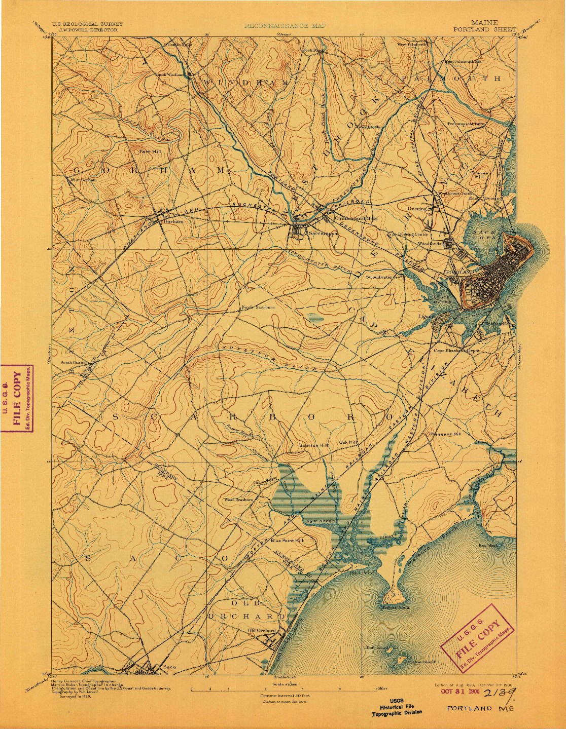 USGS 1:62500-SCALE QUADRANGLE FOR PORTLAND, ME 1893