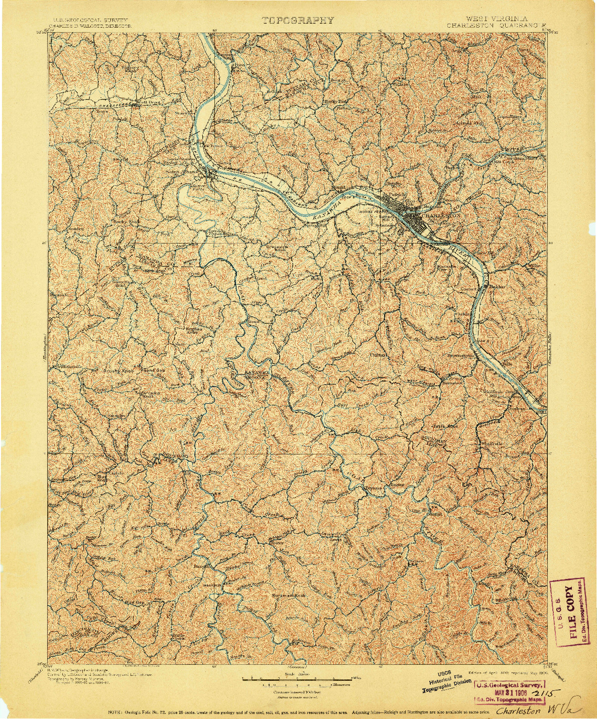 USGS 1:125000-SCALE QUADRANGLE FOR CHARLESTON, WV 1899