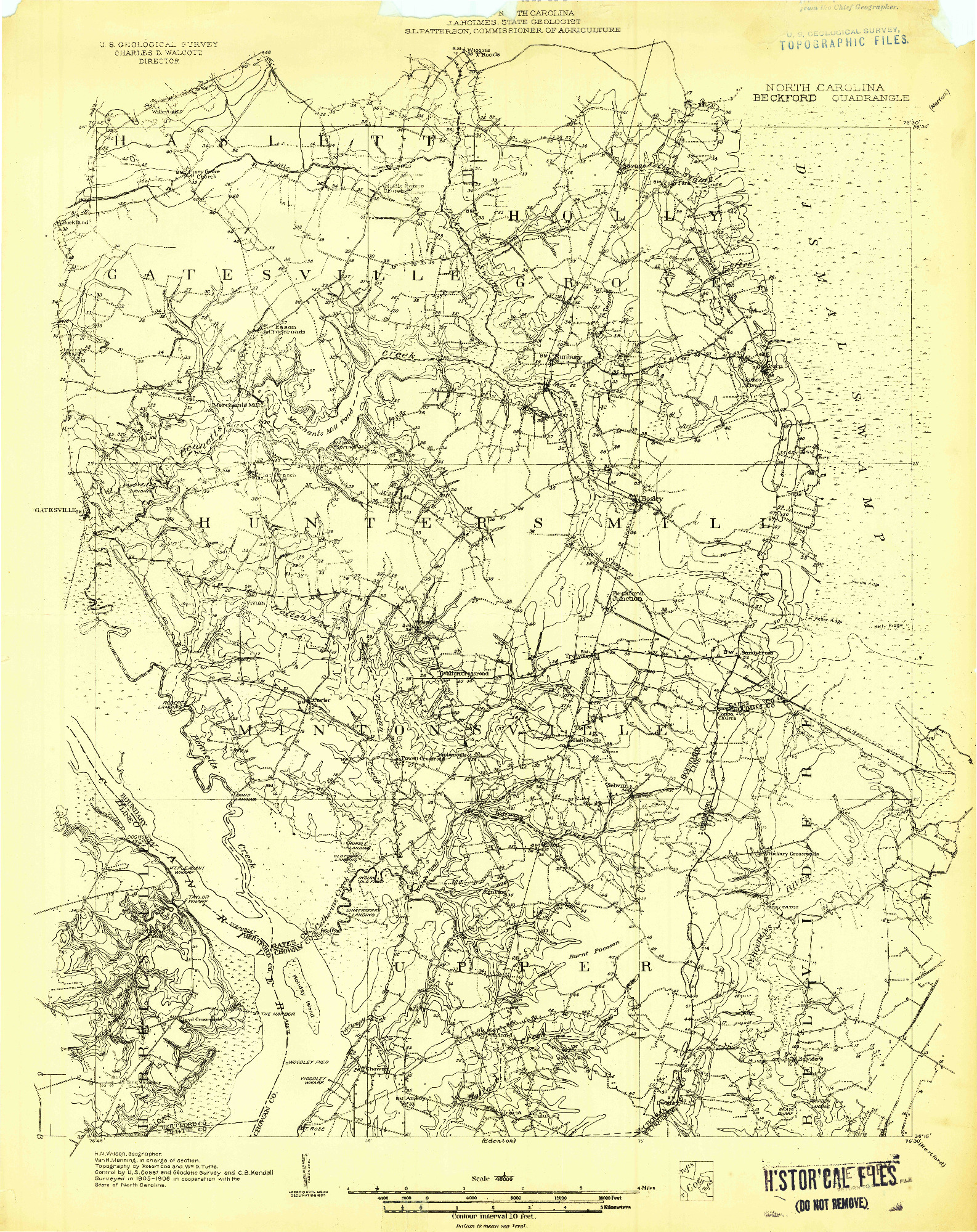 USGS 1:48000-SCALE QUADRANGLE FOR BECKFORD, NC 1906