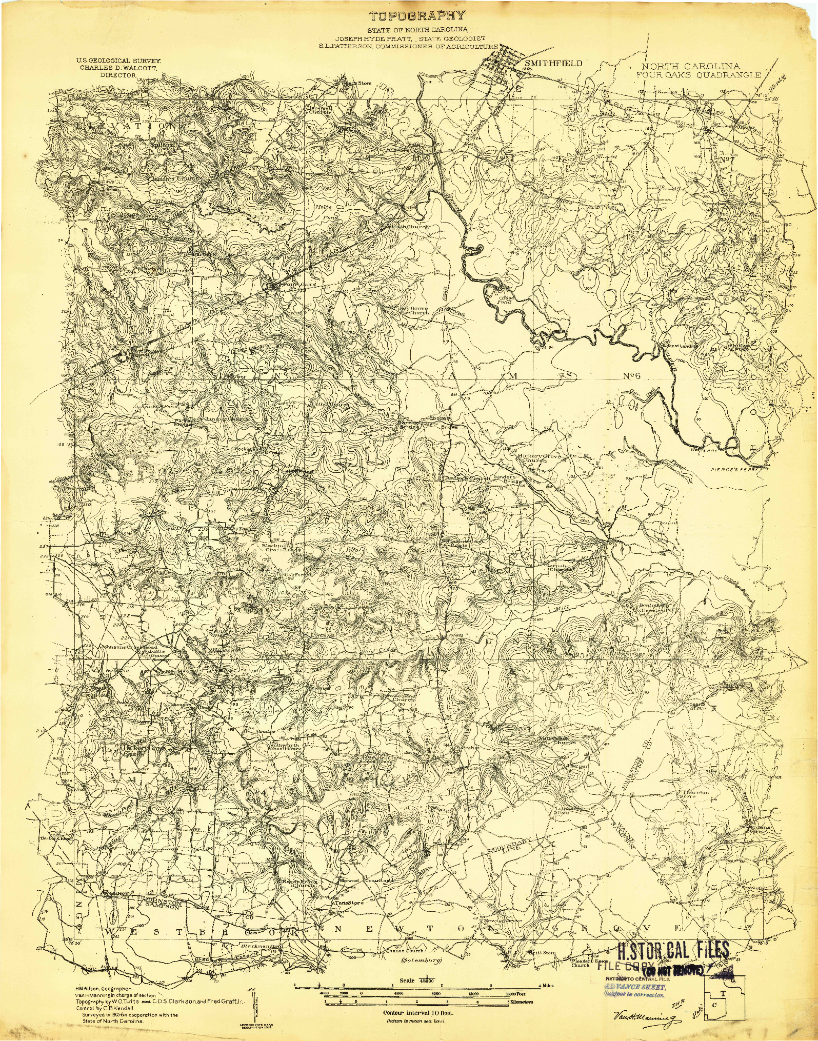 USGS 1:48000-SCALE QUADRANGLE FOR FOUR OAKS, NC 1906