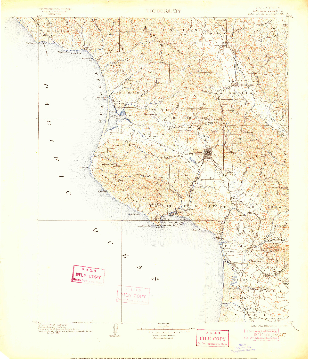 USGS 1:125000-SCALE QUADRANGLE FOR SAN LUIS, CA 1900