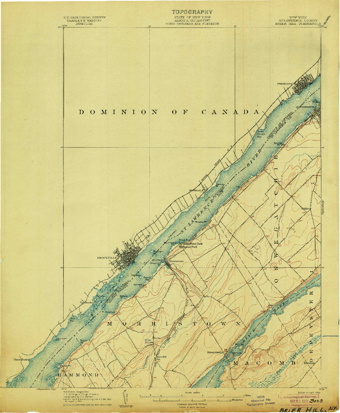 USGS 1:62500-SCALE QUADRANGLE FOR BRIER HILL, NY 1906