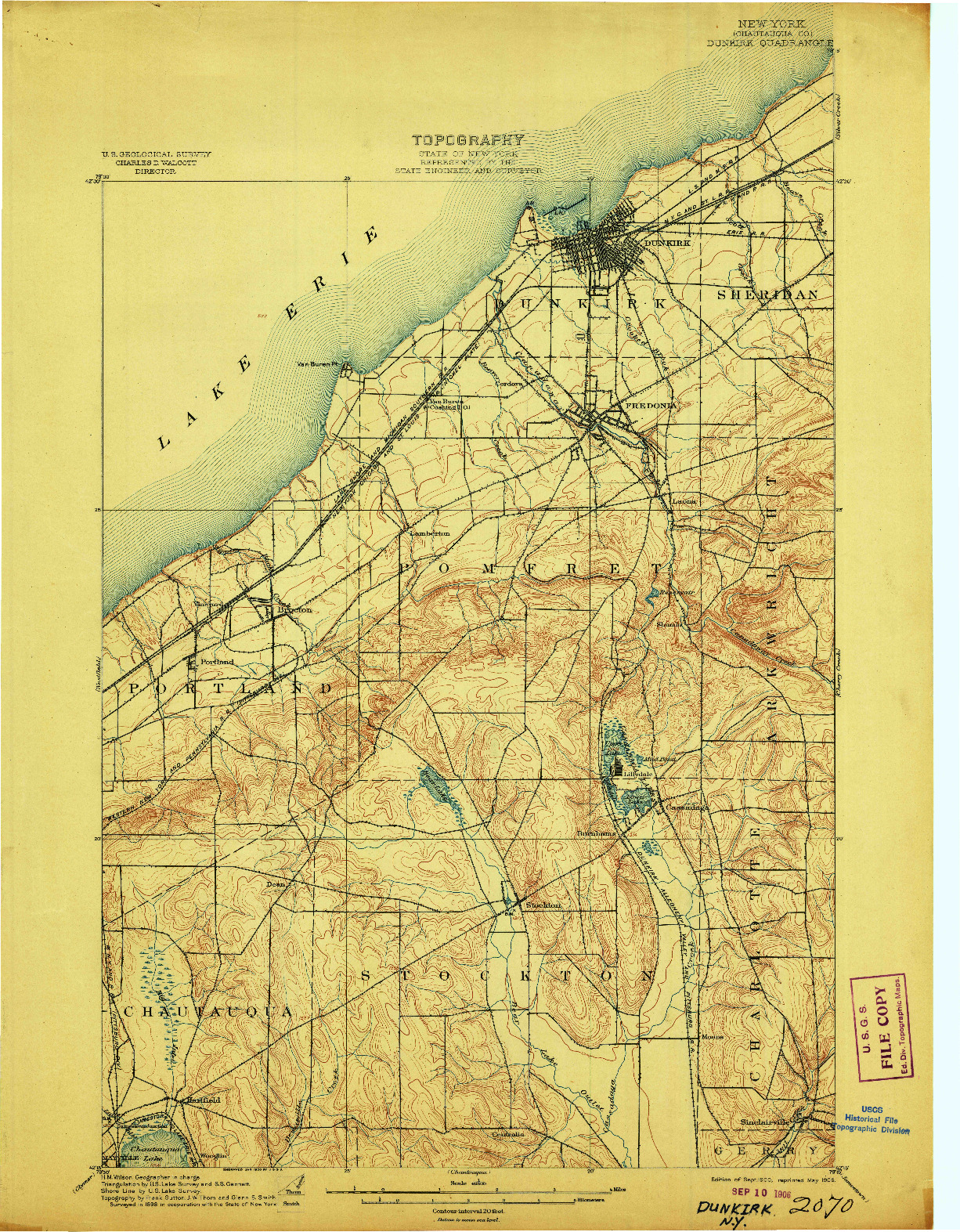 USGS 1:62500-SCALE QUADRANGLE FOR DUNKIRK, NY 1900