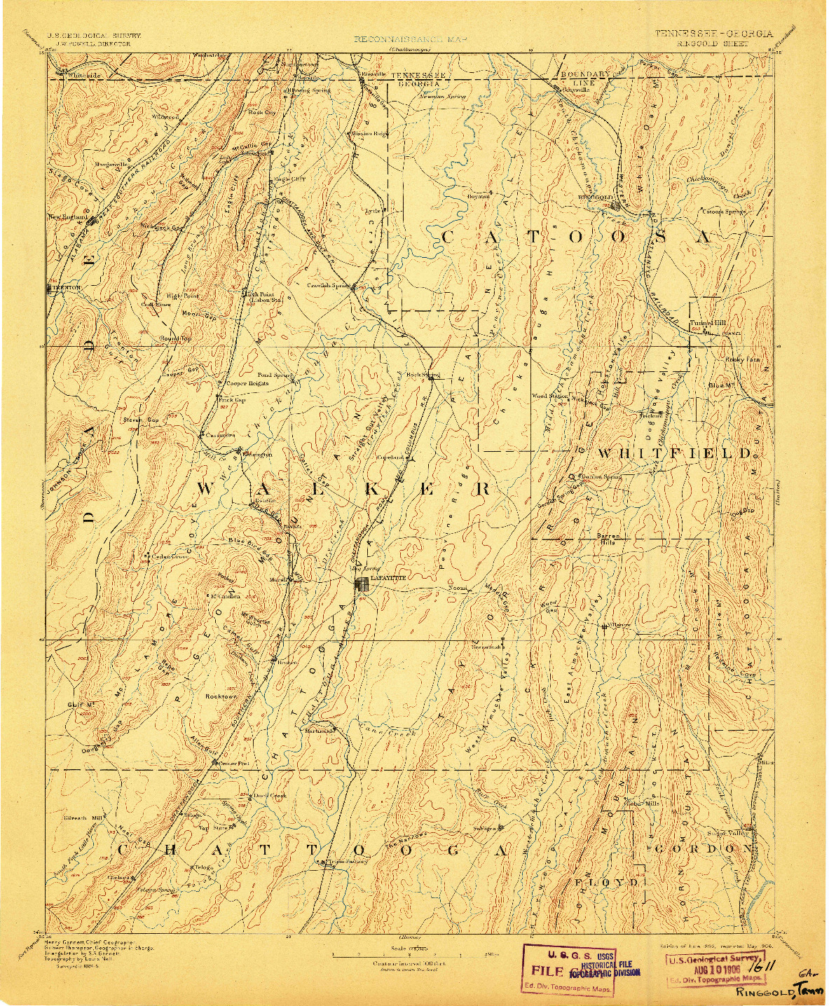 USGS 1:125000-SCALE QUADRANGLE FOR RINGGOLD, TN 1892