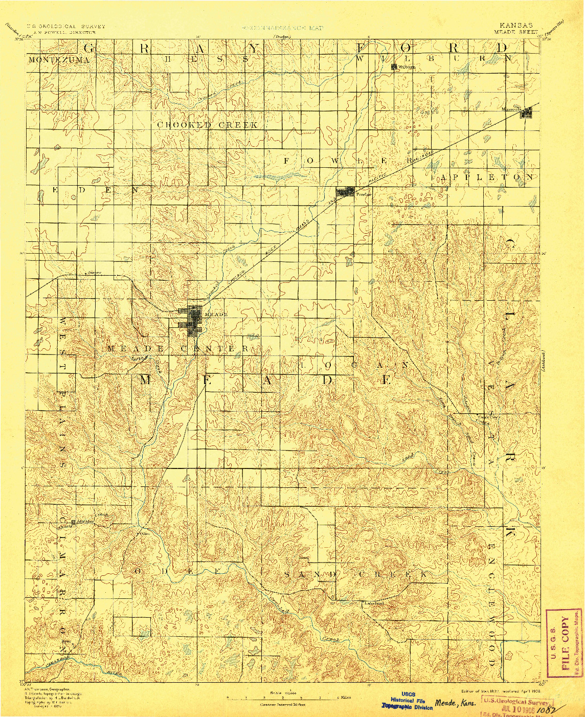 USGS 1:125000-SCALE QUADRANGLE FOR MEADE, KS 1892