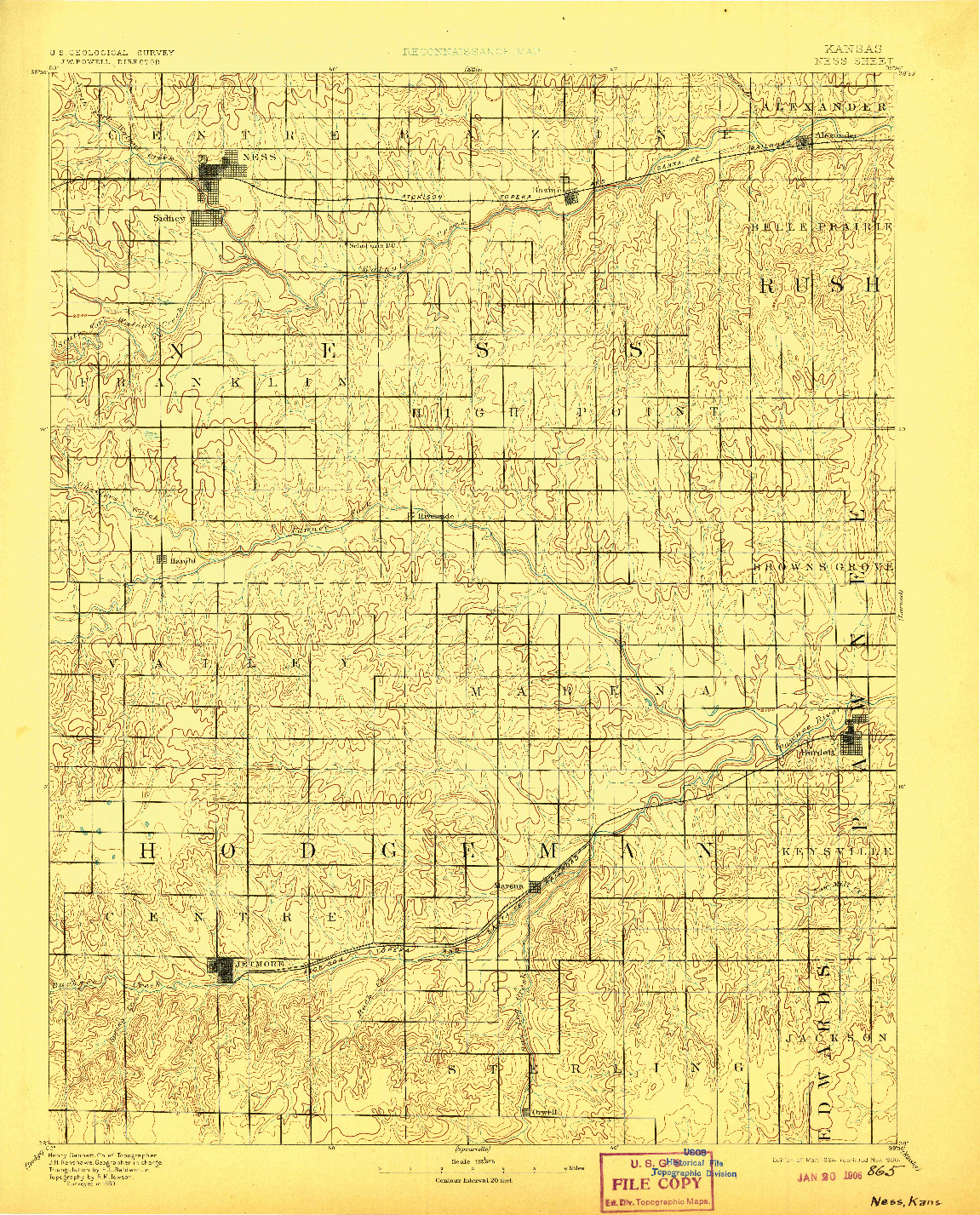 USGS 1:125000-SCALE QUADRANGLE FOR NESS, KS 1894