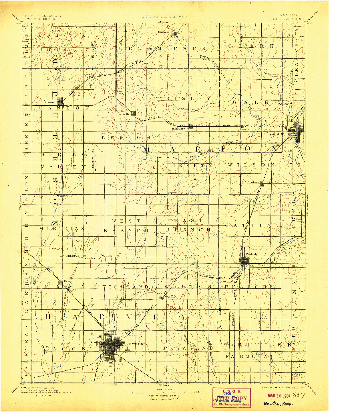 USGS 1:125000-SCALE QUADRANGLE FOR NEWTON, KS 1894