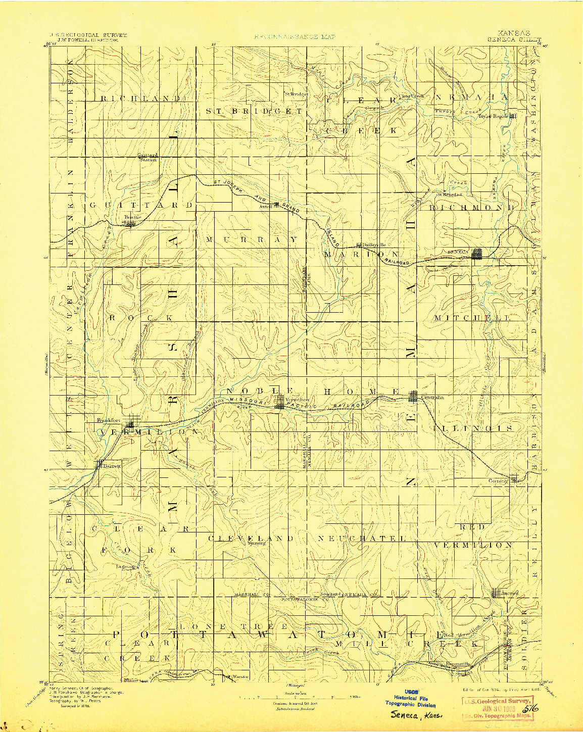 USGS 1:125000-SCALE QUADRANGLE FOR SENECA, KS 1894