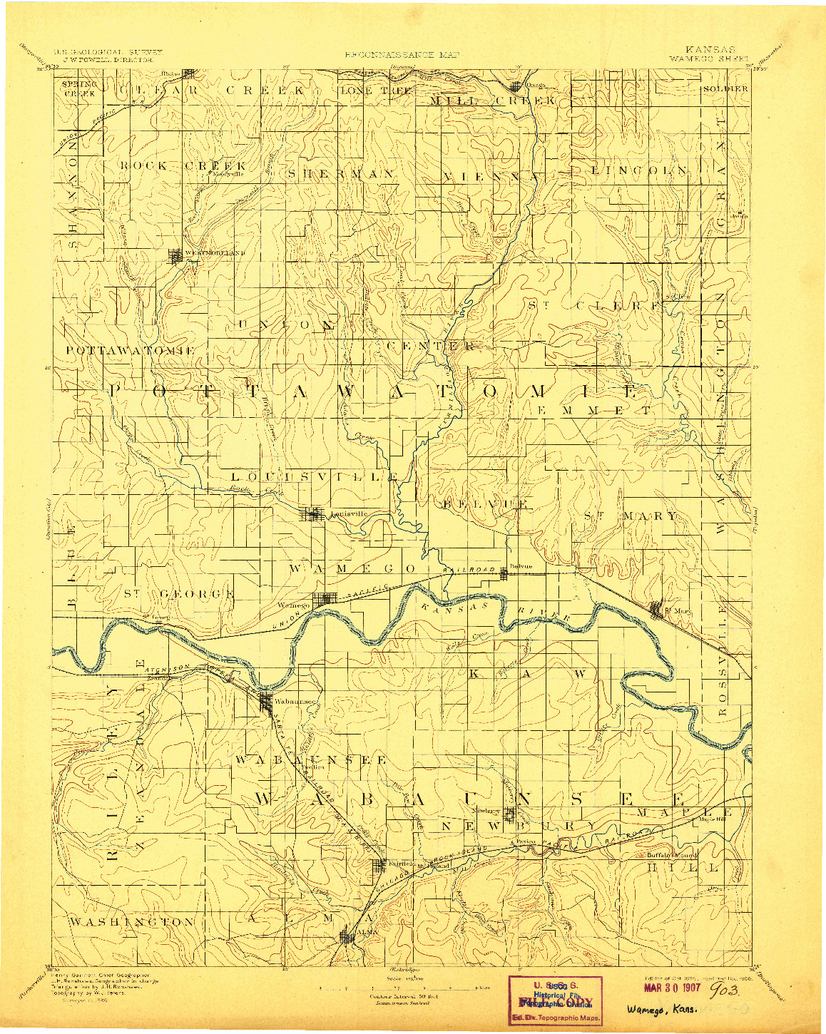 USGS 1:125000-SCALE QUADRANGLE FOR WAMEGO, KS 1894