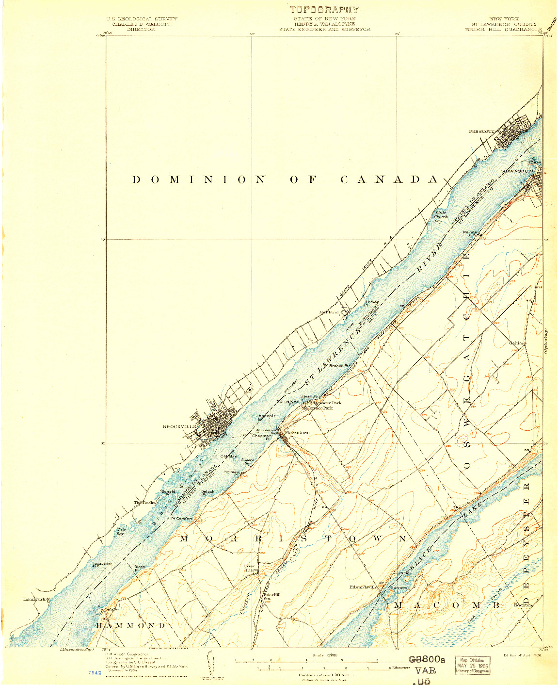 USGS 1:62500-SCALE QUADRANGLE FOR BRIER HILL, NY 1906