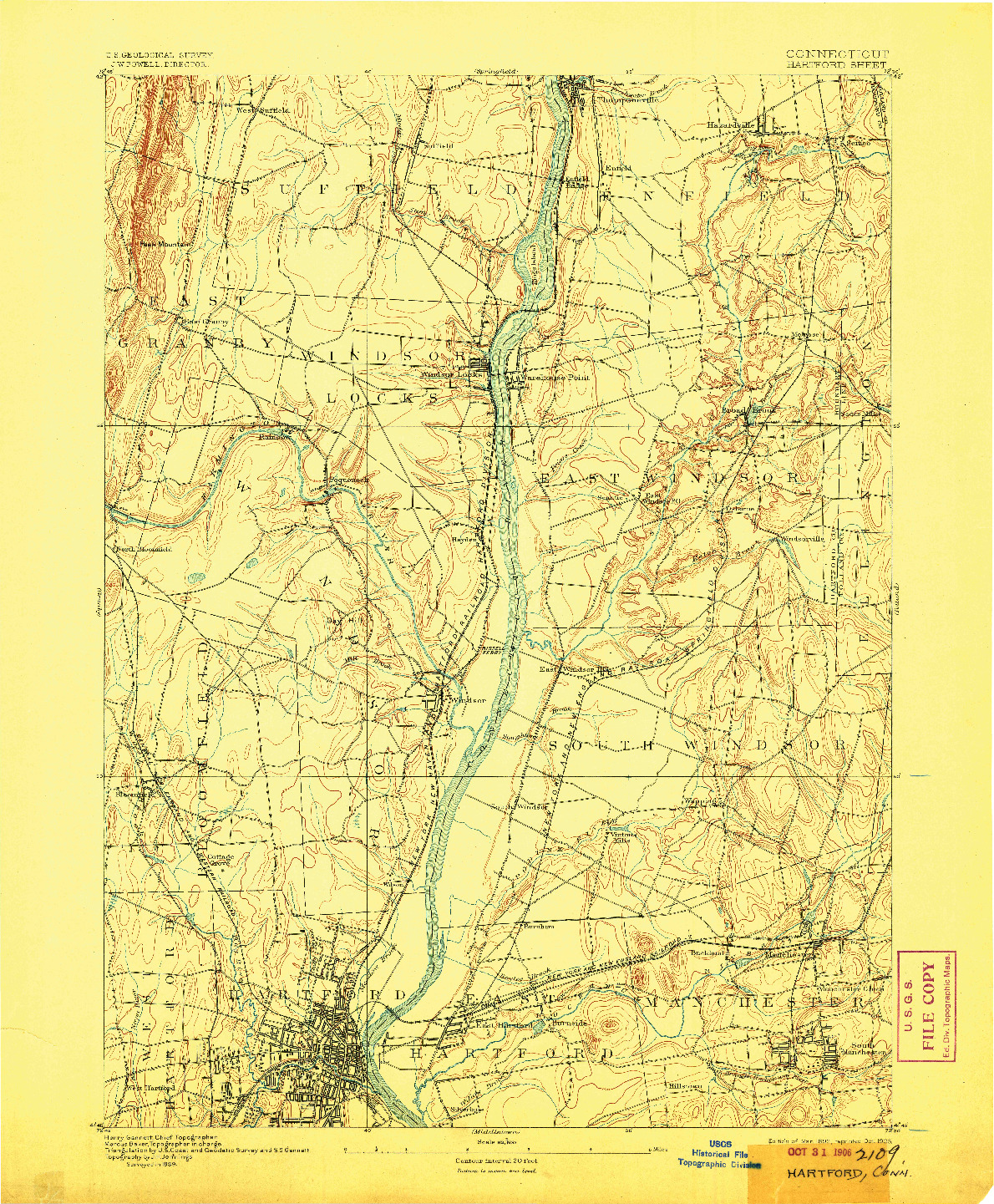USGS 1:62500-SCALE QUADRANGLE FOR HARTFORD, CT 1892