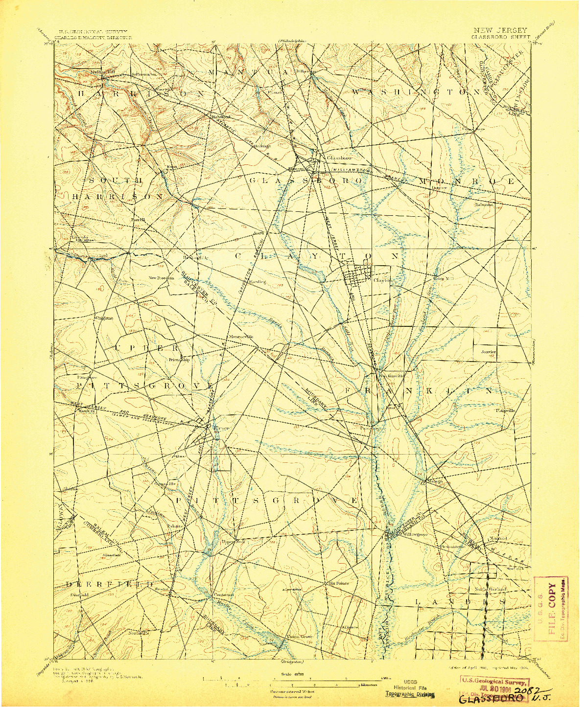 USGS 1:62500-SCALE QUADRANGLE FOR GLASSBORO, NJ 1898