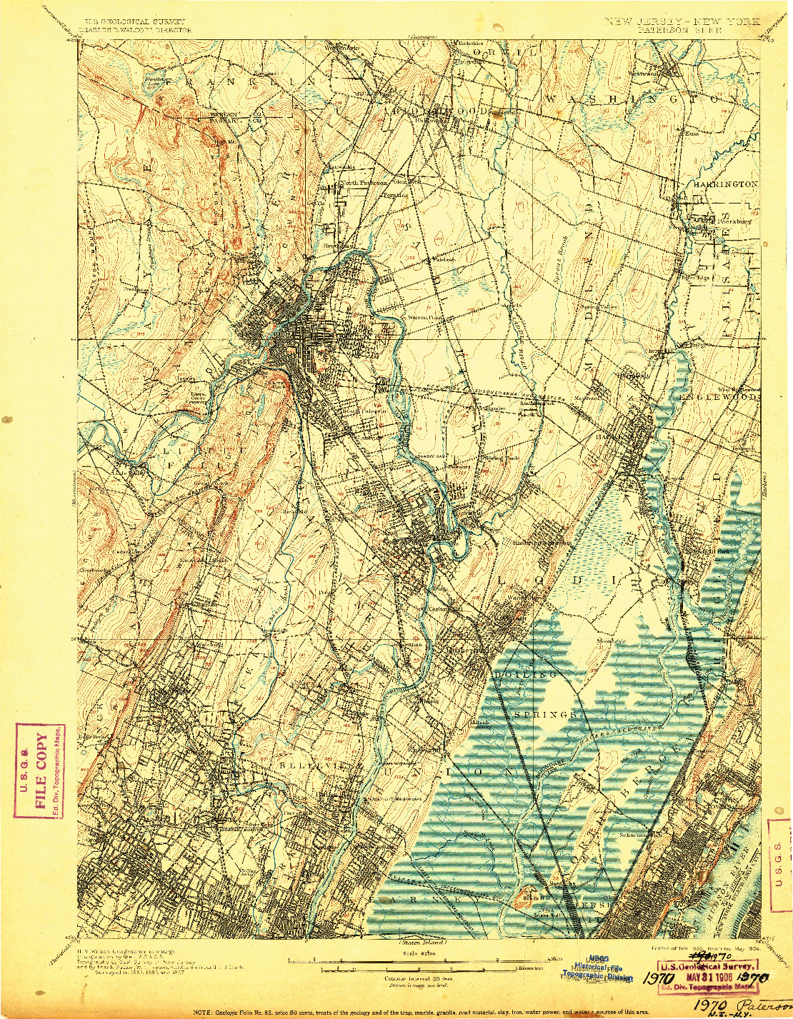 USGS 1:62500-SCALE QUADRANGLE FOR PATERSON, NJ 1903