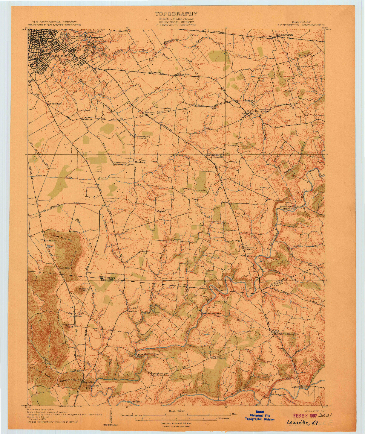 USGS 1:62500-SCALE QUADRANGLE FOR LOUISVILLE, KY 1907