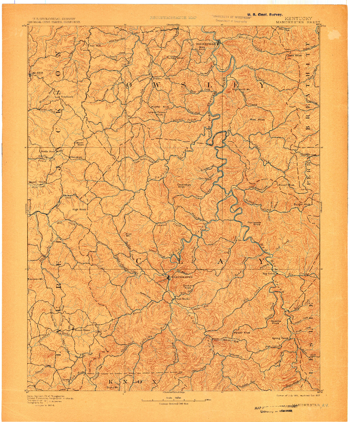 USGS 1:125000-SCALE QUADRANGLE FOR MANCHESTER, KY 1891