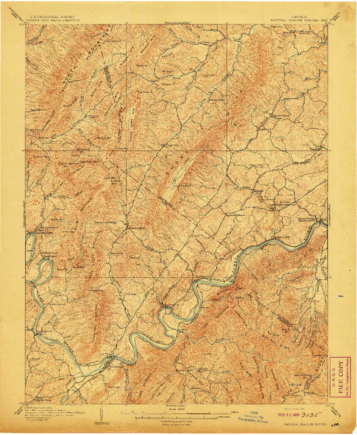 USGS 1:62500-SCALE QUADRANGLE FOR NATURAL BRIDGE SPECIAL, VA 1907