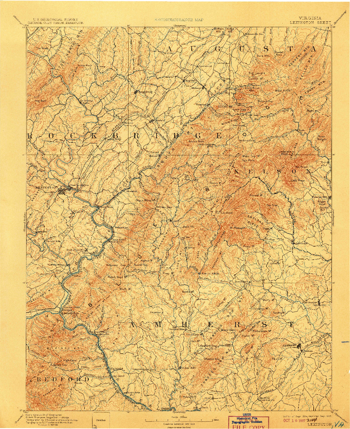 USGS 1:125000-SCALE QUADRANGLE FOR LEXINGTON, VA 1894