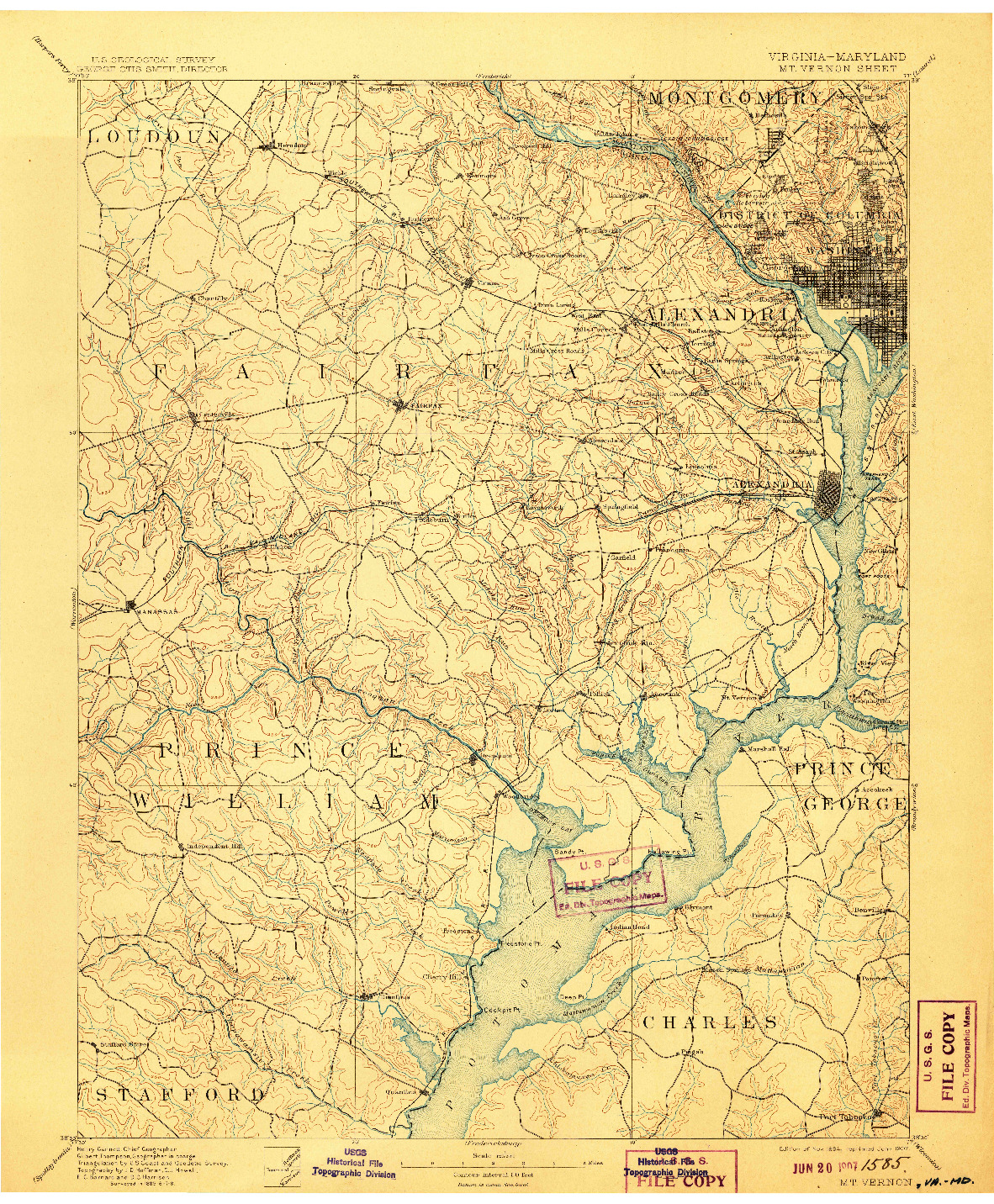 USGS 1:125000-SCALE QUADRANGLE FOR MT. VERNON, VA 1894