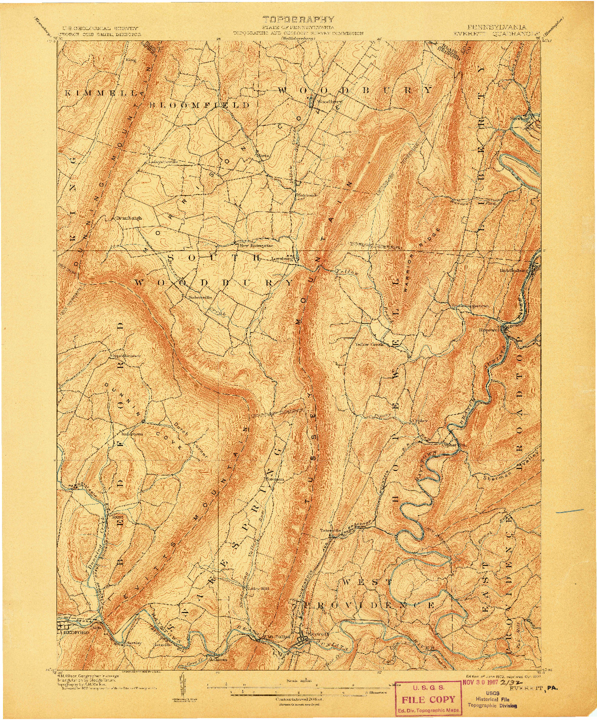 USGS 1:62500-SCALE QUADRANGLE FOR EVERETT, PA 1902