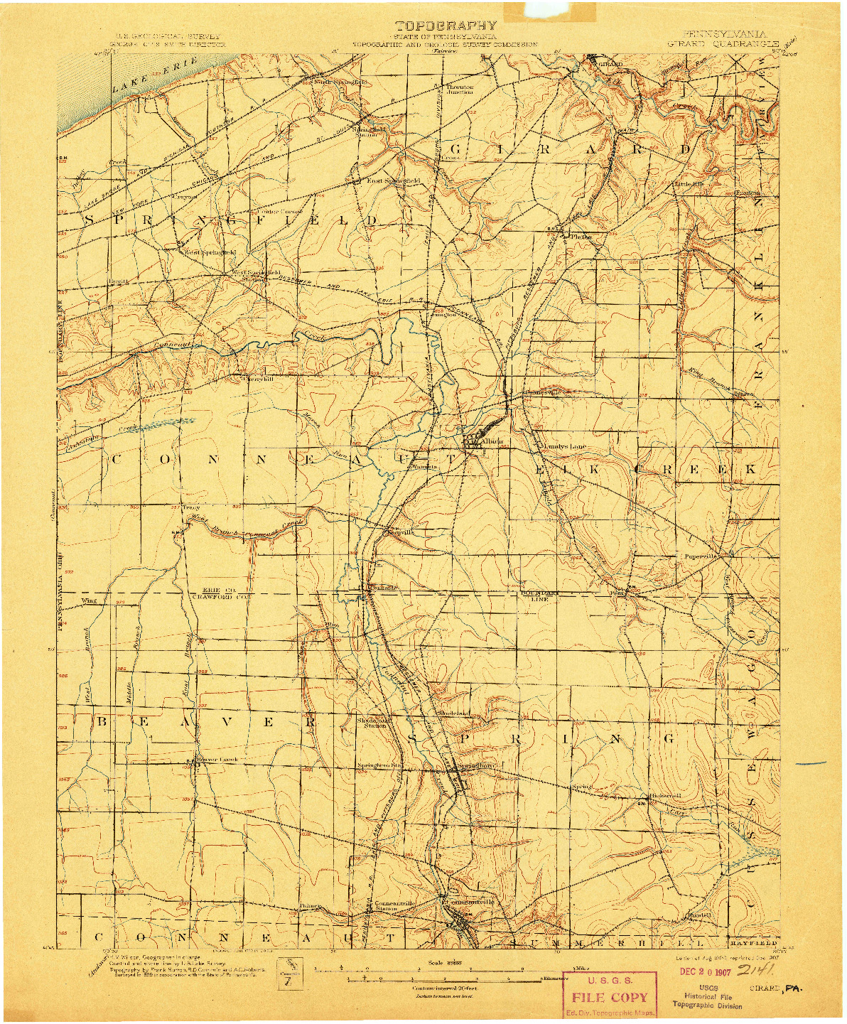 USGS 1:62500-SCALE QUADRANGLE FOR GIRARD, PA 1900