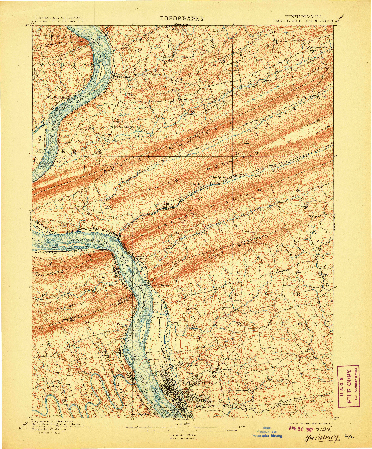 USGS 1:62500-SCALE QUADRANGLE FOR HARRISBURG, PA 1899