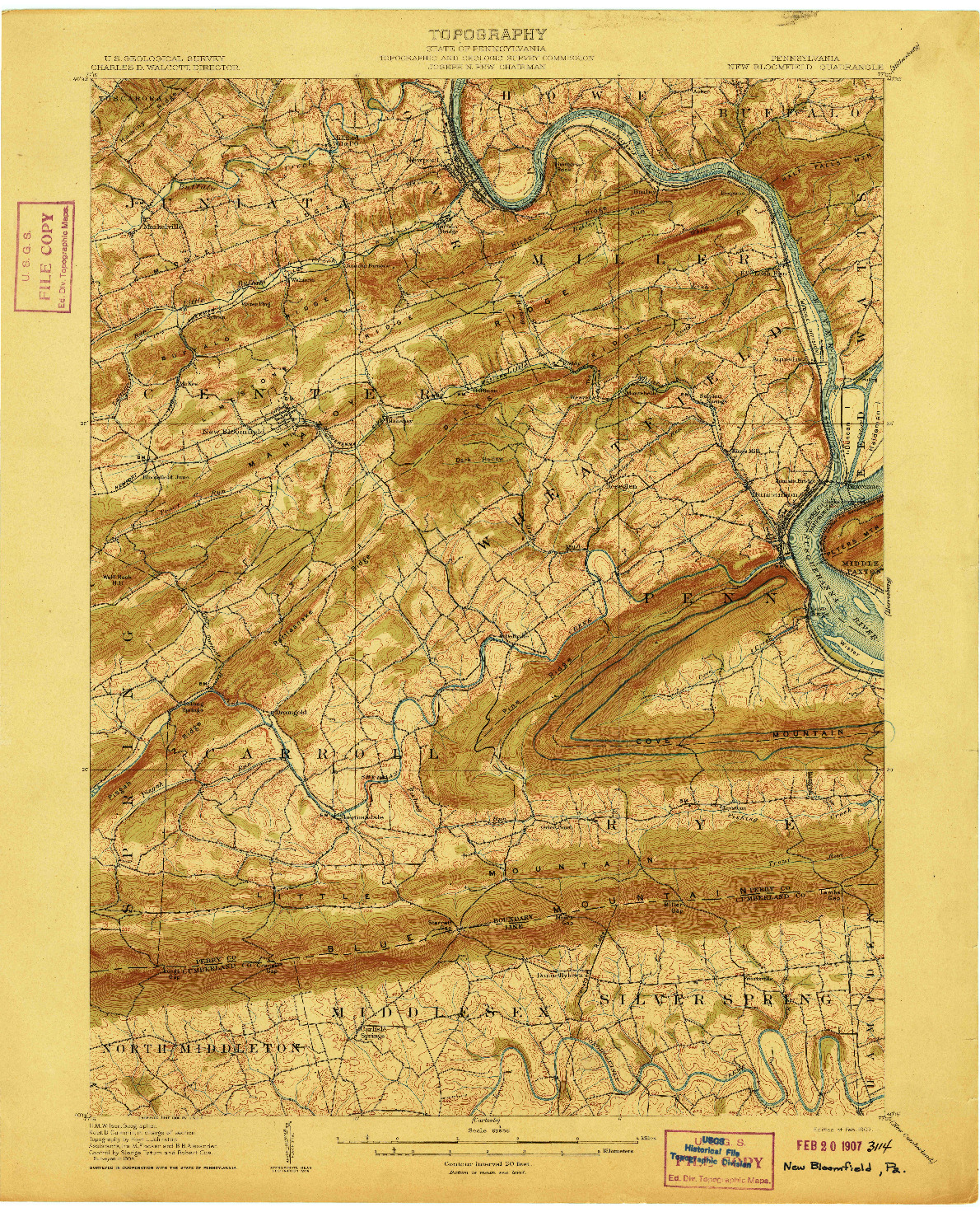 USGS 1:62500-SCALE QUADRANGLE FOR NEW BLOOMFIELD, PA 1907