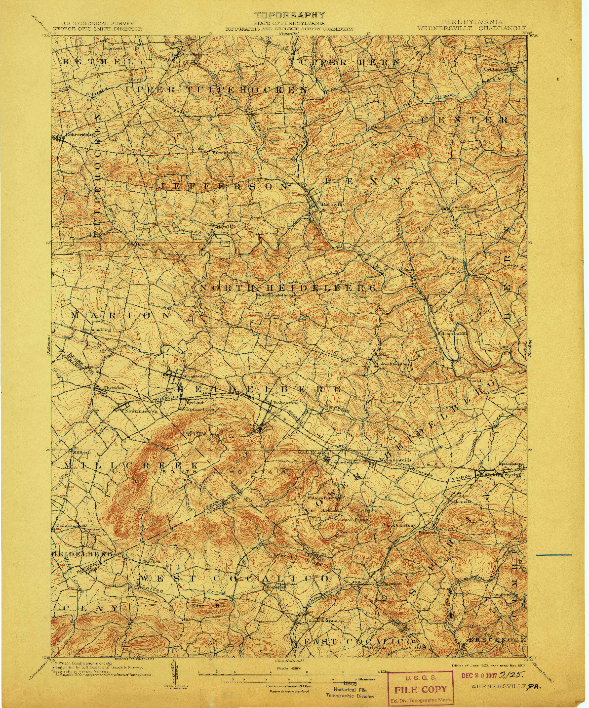 USGS 1:62500-SCALE QUADRANGLE FOR WERNERSVILLE, PA 1902