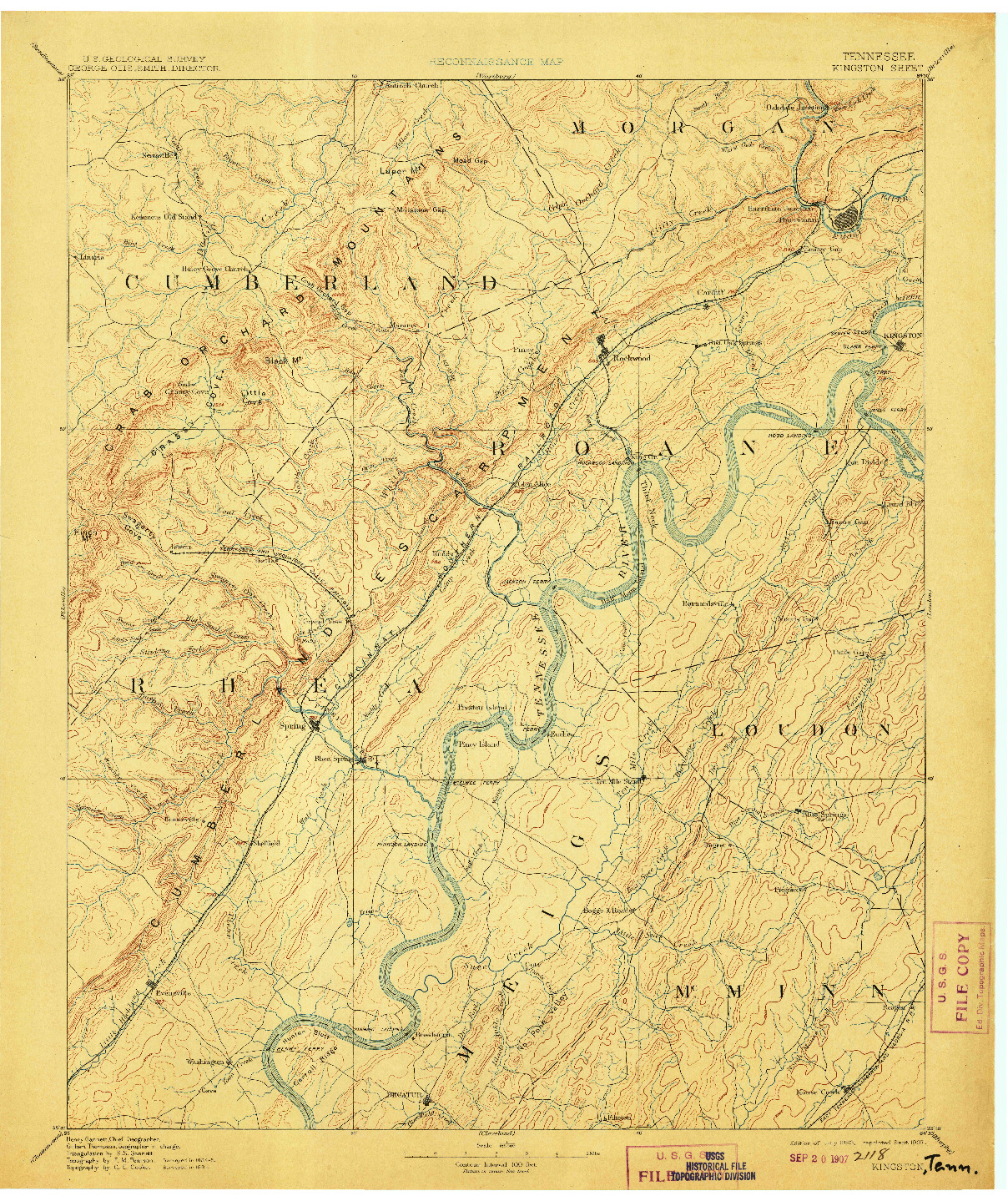 USGS 1:125000-SCALE QUADRANGLE FOR KINGSTON, TN 1893