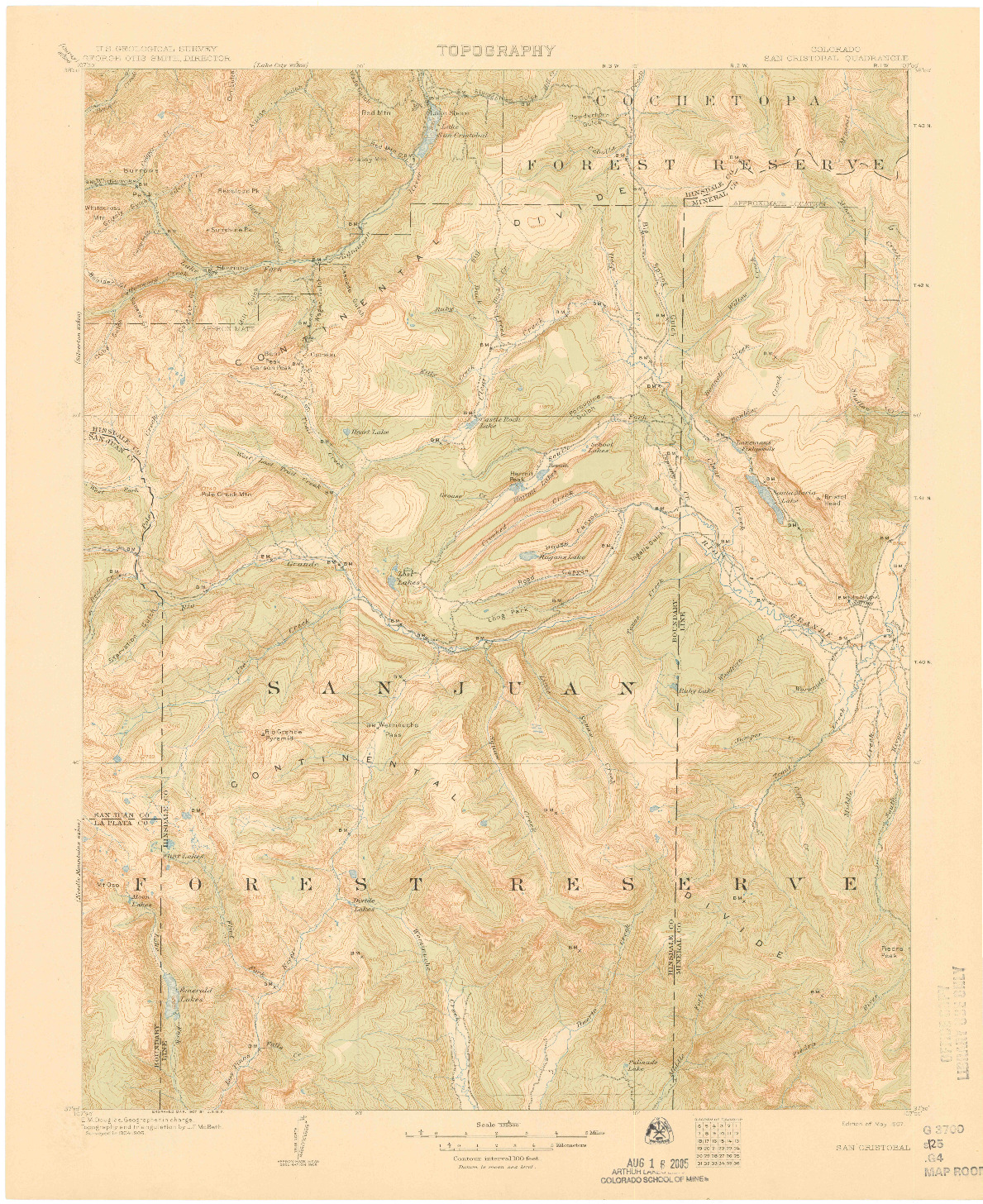 USGS 1:125000-SCALE QUADRANGLE FOR SAN CRISTOBAL, CO 1907
