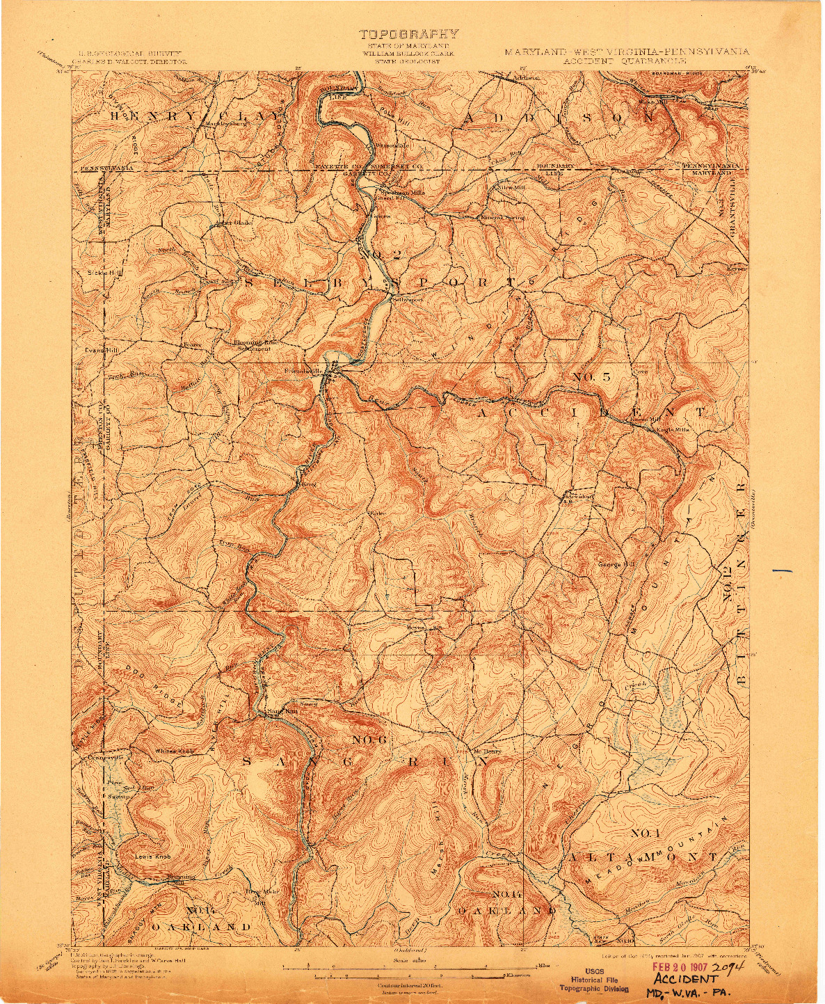 USGS 1:62500-SCALE QUADRANGLE FOR ACCIDENT, MD 1900