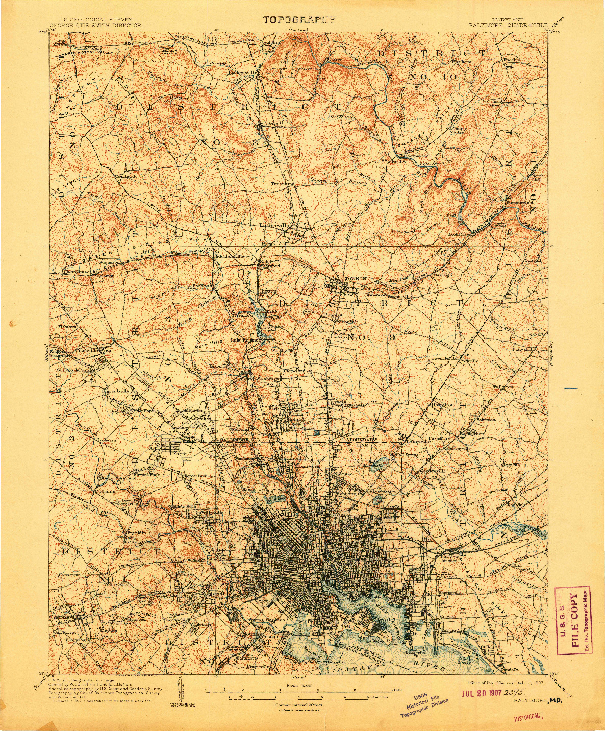 USGS 1:62500-SCALE QUADRANGLE FOR BALTIMORE, MD 1904