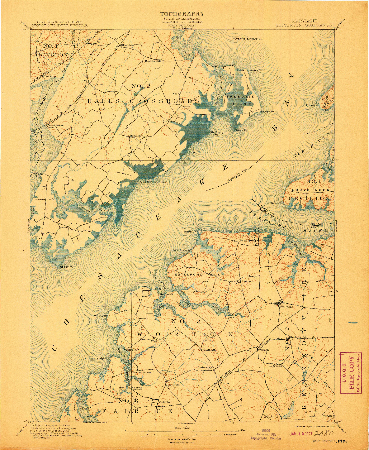 USGS 1:62500-SCALE QUADRANGLE FOR BETTERTON, MD 1900